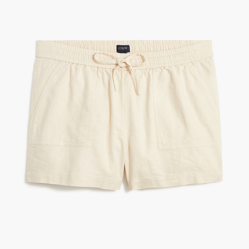 J.Crew cream linen-blend drawstring shorts